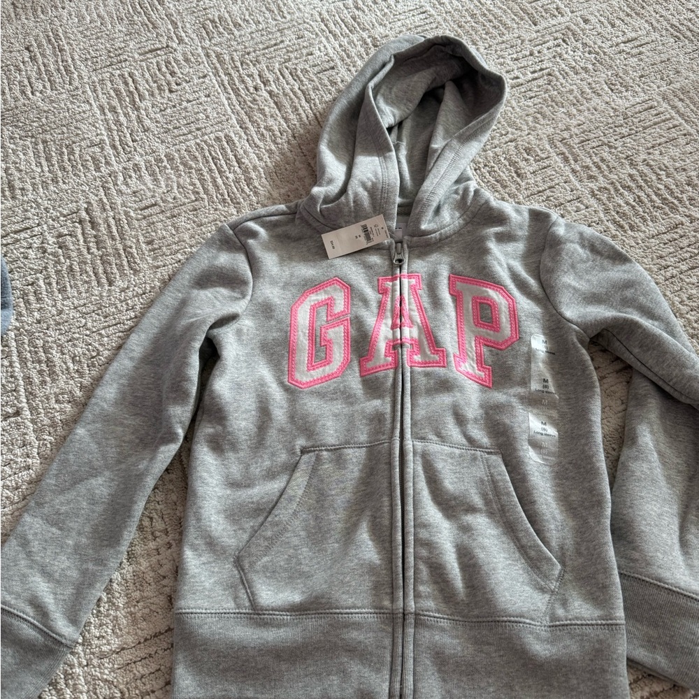 GAP Kids Gray Hoodie with Pink Logo